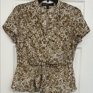 Kasper Women's Brown, Tan and White Abstract Blouse